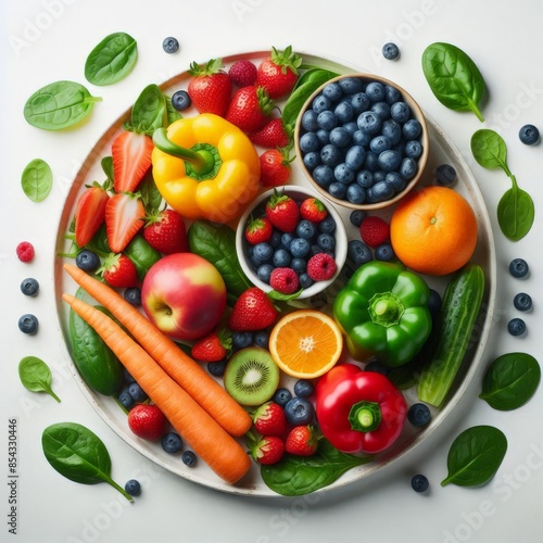 Wallpaper Mural a bowl of fruit including strawberries blueberries and green leaves Torontodigital.ca
