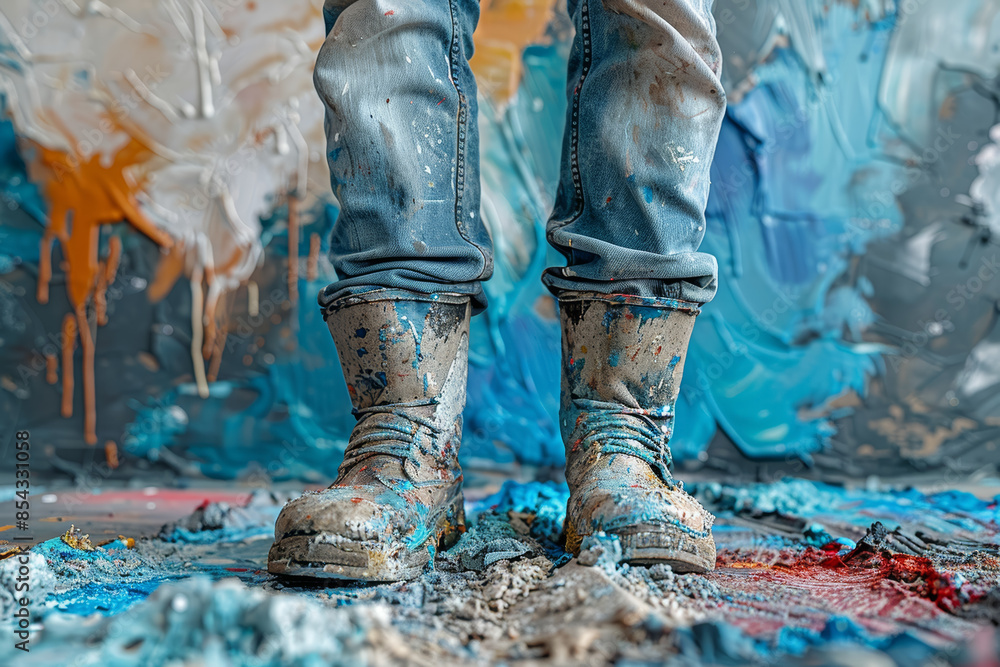 A Generation X person renovating their home, showcasing DIY skills. Concept of home improvement and personal projects. Generative Ai. A Generation X person renovating their home, showcasing DIY skills. Concept of home improvement and personal projects. Generative Ai.