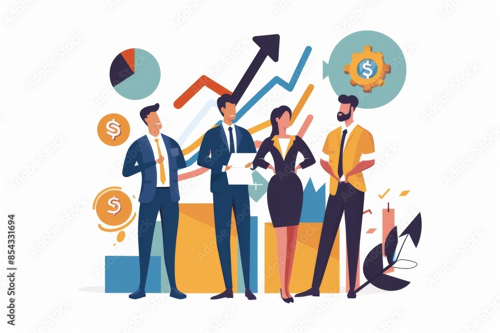 Conceptual Business Flat Illustration created with Generative AI Conceptual Business Flat Illustration created with Generative AI