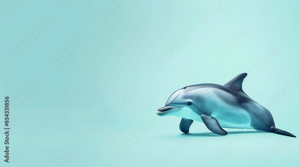 A cute Dolphin Calf sitting on a solid color background with space above for text A cute Dolphin Calf sitting on a solid color background with space above for text
