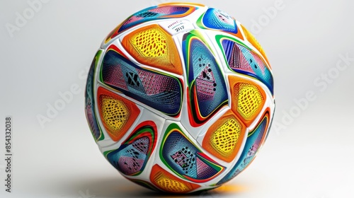 A colorful soccer ball with a white center photo