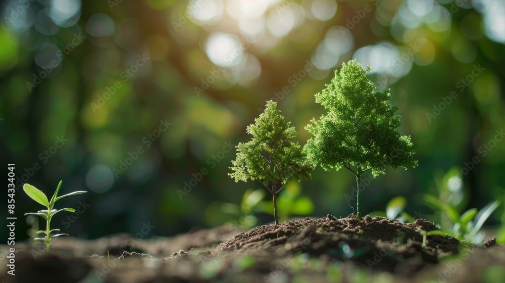 CO2 emission reduction concept, clean and friendly environment without carbon dioxide emissions. Planting trees to reduce CO2 emissions, environmental protection concept CO2 emission reduction concept, clean and friendly environment without carbon dioxide emissions. Planting trees to reduce CO2 emissions, environmental protection concept