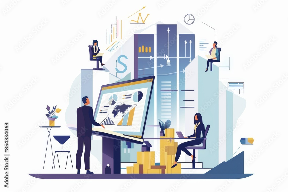Conceptual Business Flat Illustration created with Generative AI Conceptual Business Flat Illustration created with Generative AI