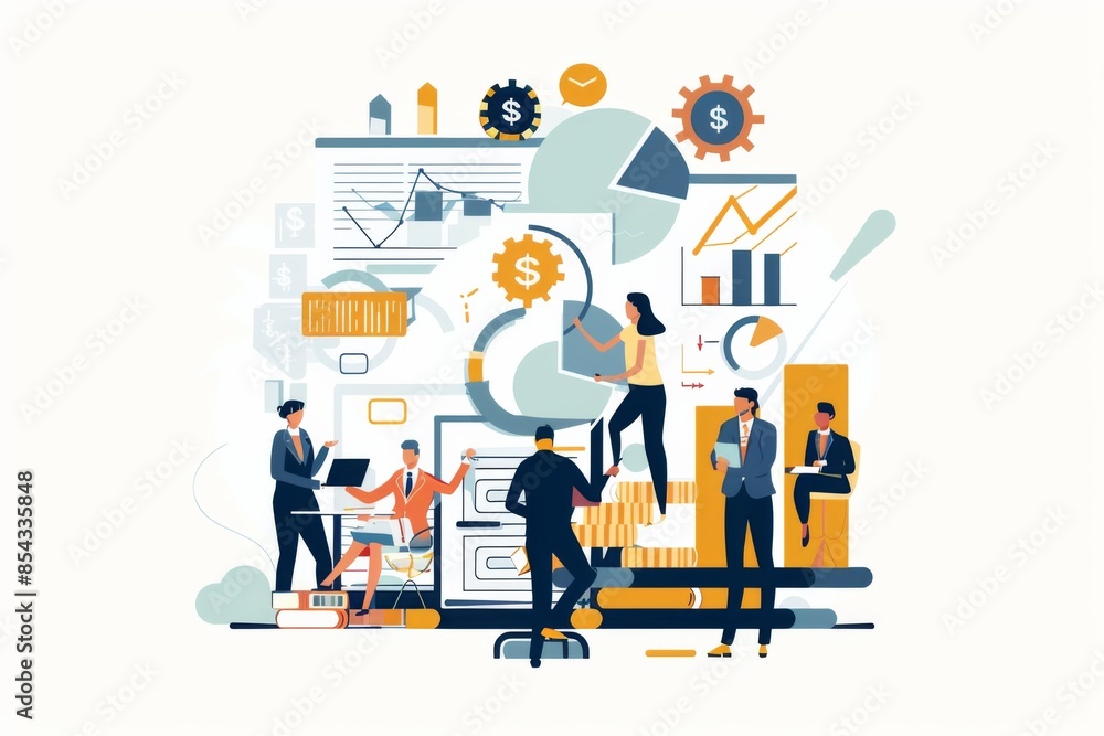 Obraz premium Conceptual Business Flat Illustration created with Generative AI