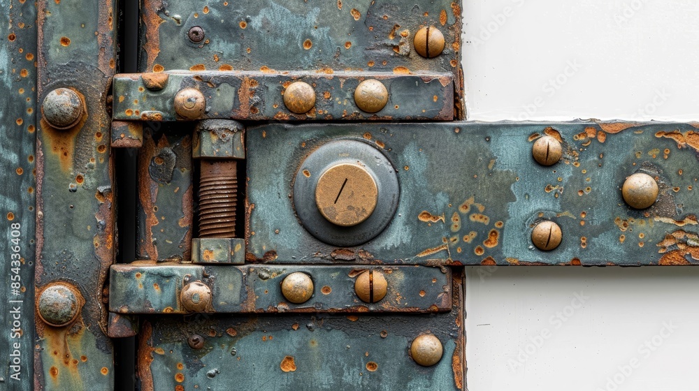 A metal door with a lock and a keyhole A metal door with a lock and a keyhole