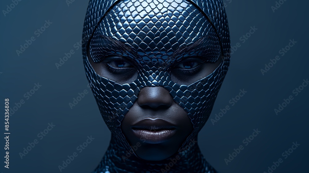 Portrait of Woman in Dark Geometric Mask Portrait of Woman in Dark Geometric Mask