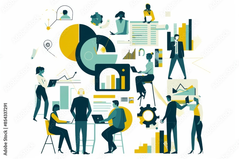 Obraz premium Conceptual Business Flat Illustration created with Generative AI