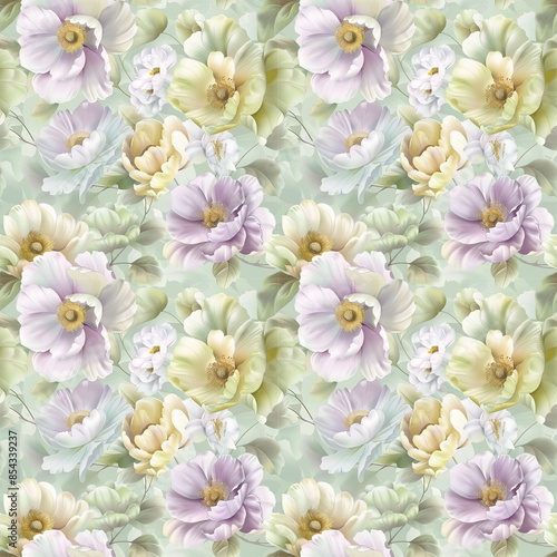Floral variety color, form natural, seamless fabric pattern.