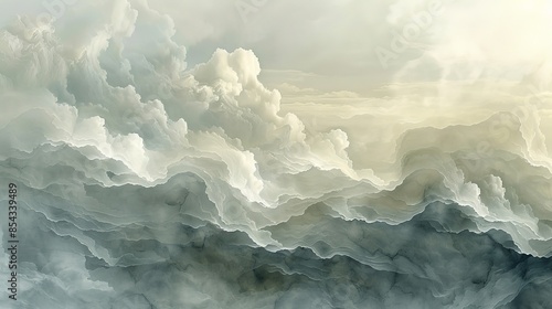 Abstract Cloudscape with Soft Hues and Layered Textures