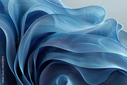Abstract digital art of blue fabric-like waves with a rectangle obscuring a section photo