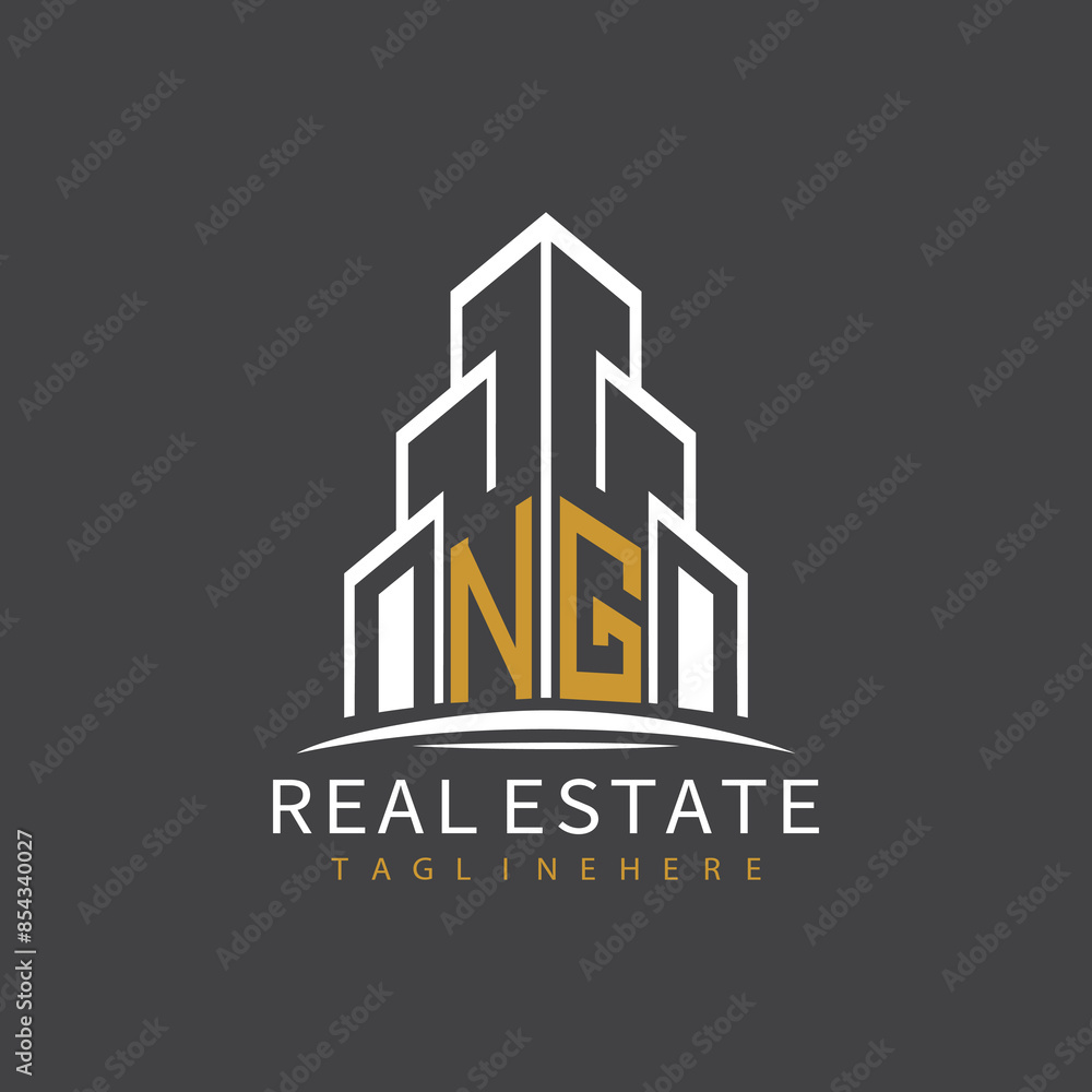 Fototapeta premium initial monogram logo for real estate with building shape creative design 