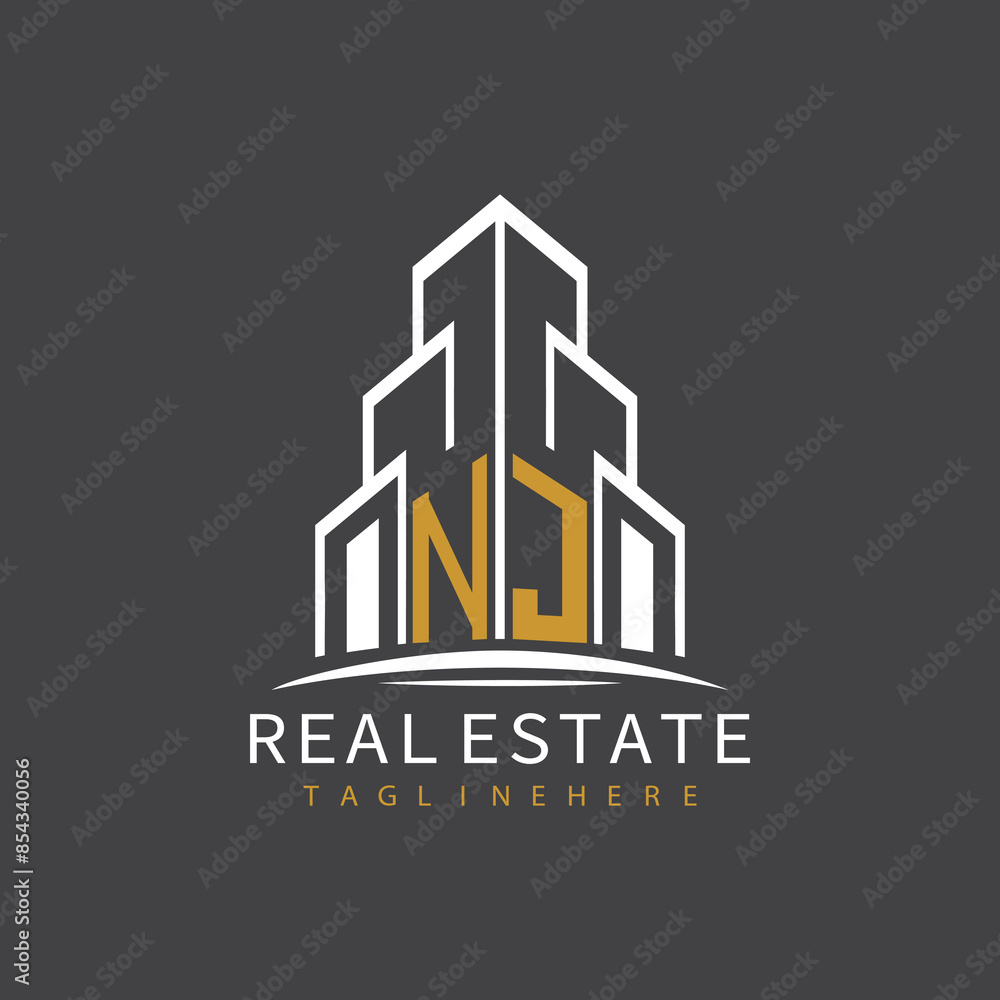 Fototapeta premium initial monogram logo for real estate with building shape creative design