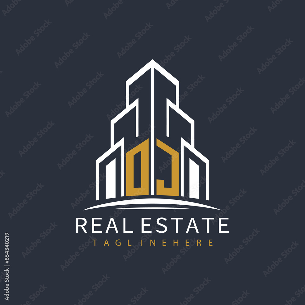Obraz premium initial monogram logo for real estate with building shape creative design 