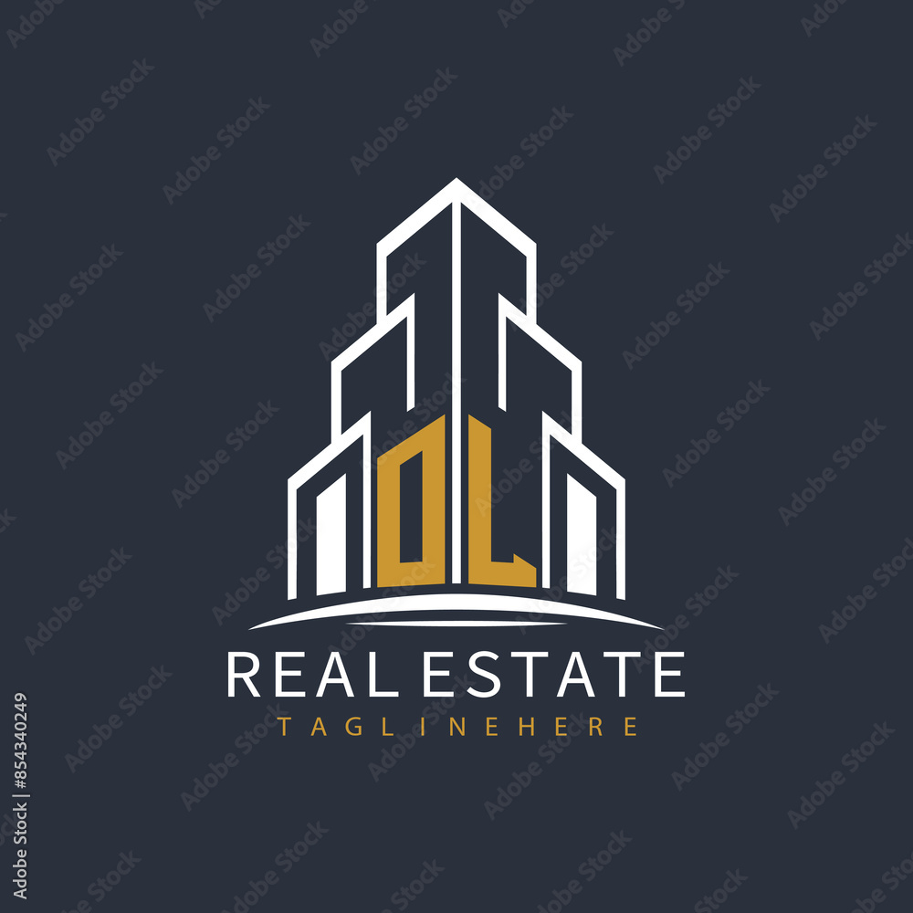 Obraz premium initial monogram logo for real estate with building shape creative design 