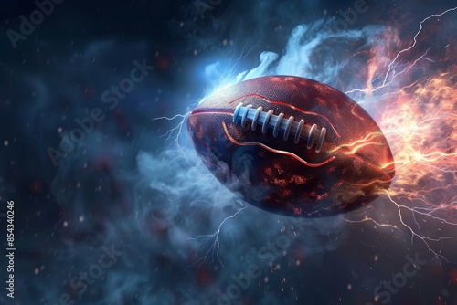 Wallpaper Mural A dynamic image of an American football with electric sparks and dramatic lighting effects, symbolizing energy and excitement. Torontodigital.ca