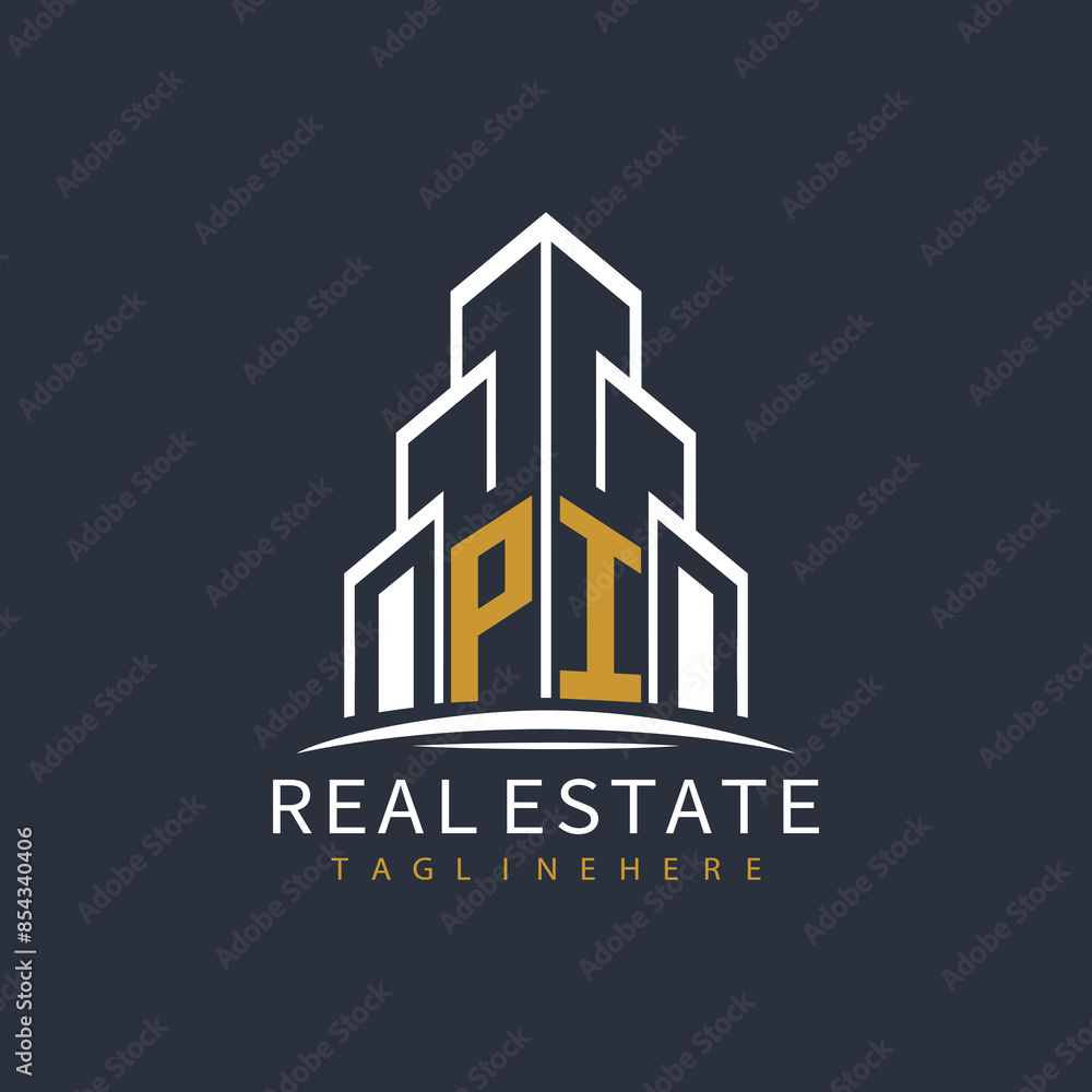 Obraz premium initial monogram logo for real estate with building shape creative design 