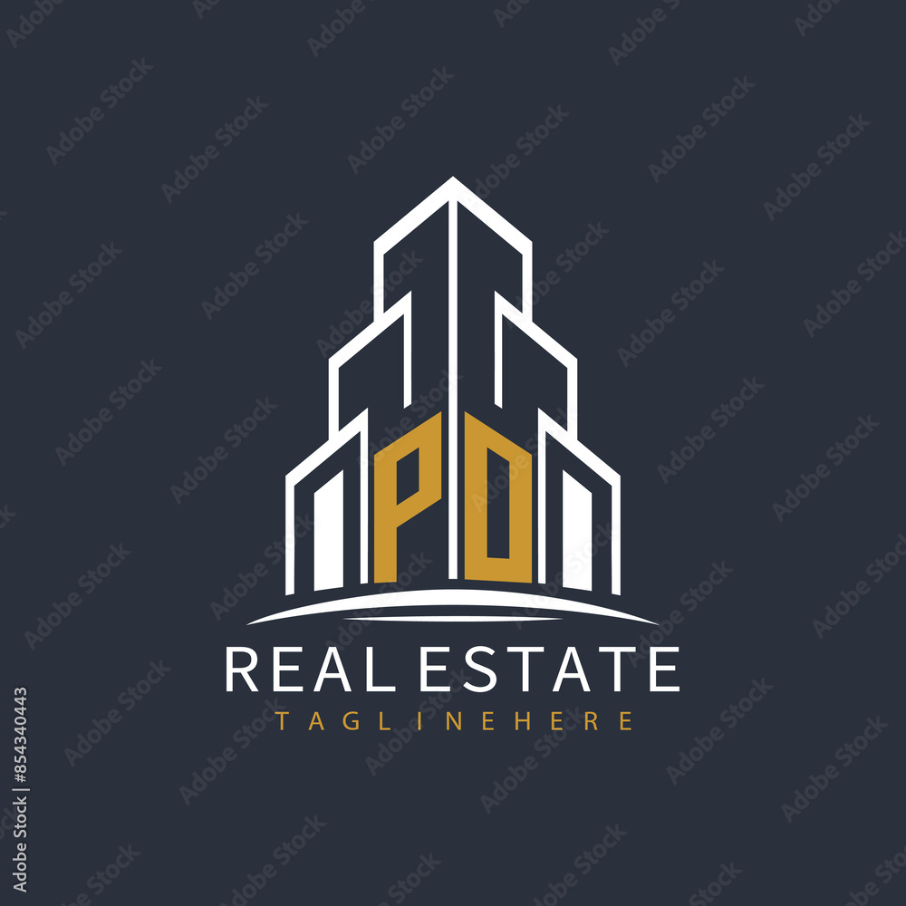 Obraz premium initial monogram logo for real estate with building shape creative design 