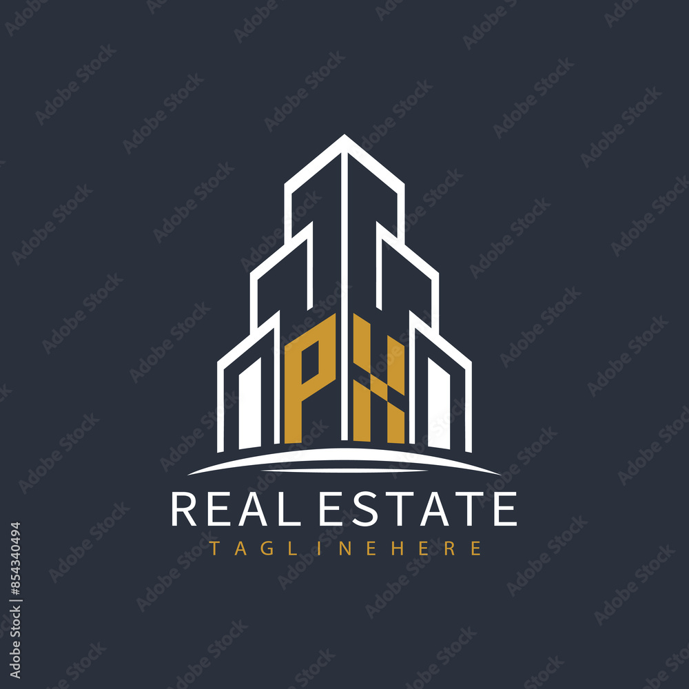 Obraz premium initial monogram logo for real estate with building shape creative design 