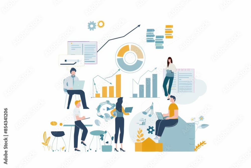Conceptual Business Flat Illustration created with Generative AI Conceptual Business Flat Illustration created with Generative AI