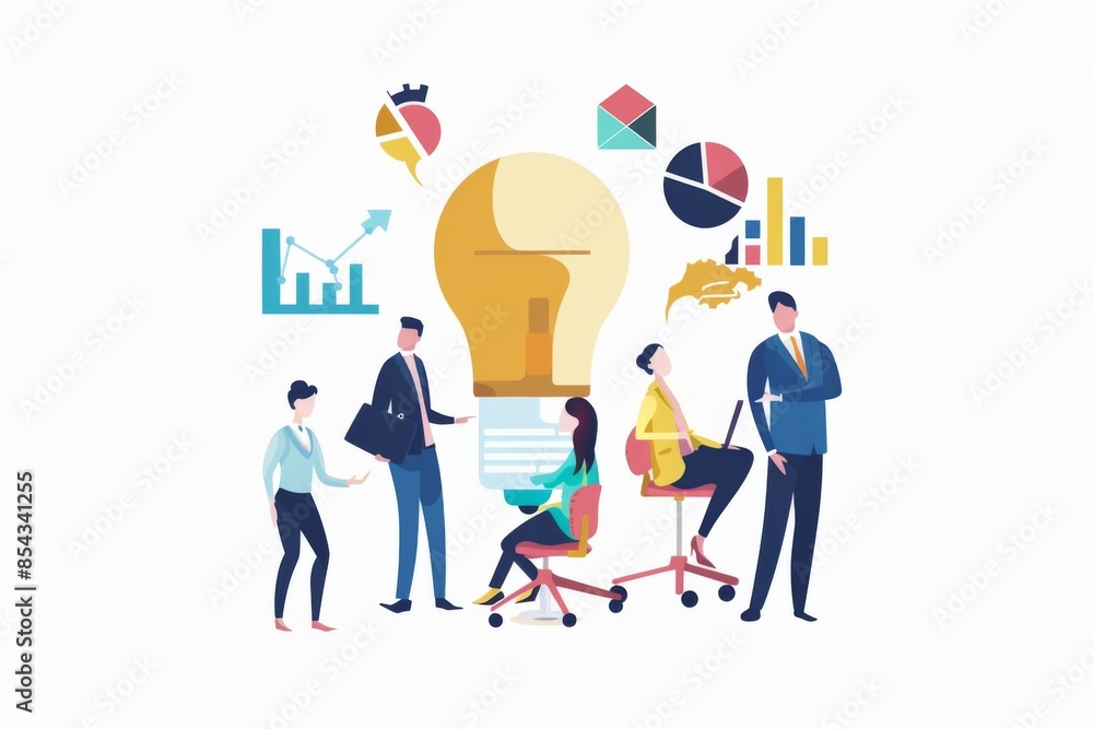 Conceptual Business Flat Illustration created with Generative AI Conceptual Business Flat Illustration created with Generative AI