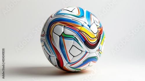 A soccer ball with orange and white stripes photo