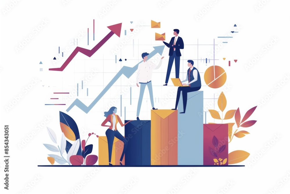 Conceptual Business Flat Illustration created with Generative AI Conceptual Business Flat Illustration created with Generative AI