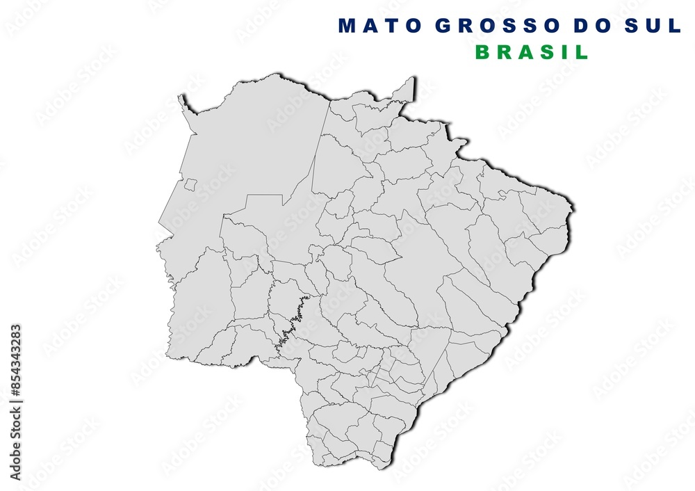 Naklejka premium Municipios del estado de Mato Grosso do Sul, Brasil