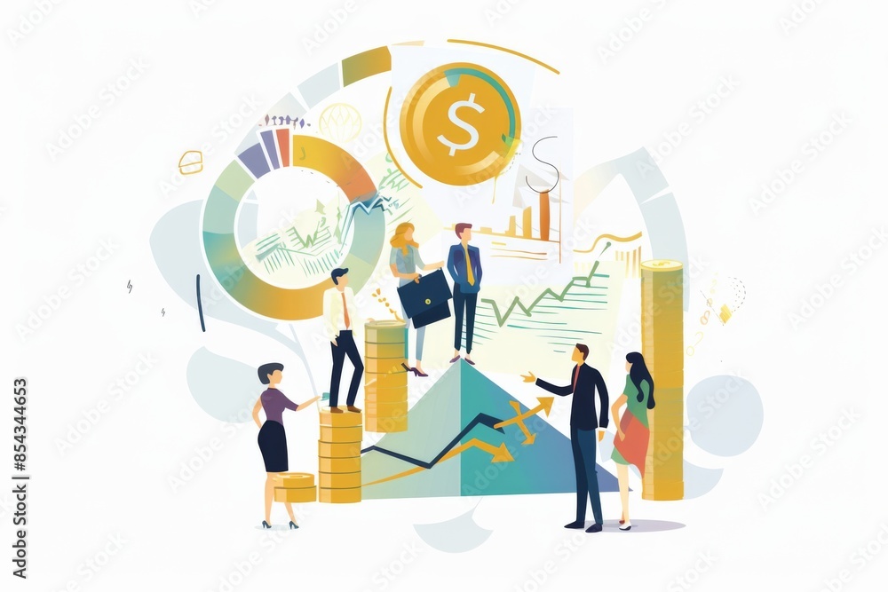 Conceptual Business Flat Illustration created with Generative AI Conceptual Business Flat Illustration created with Generative AI