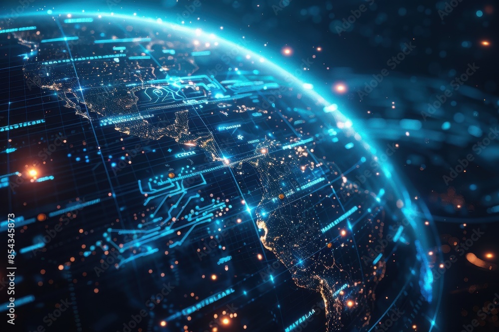 Obraz premium Global business structure of networking. Futuristic technology background