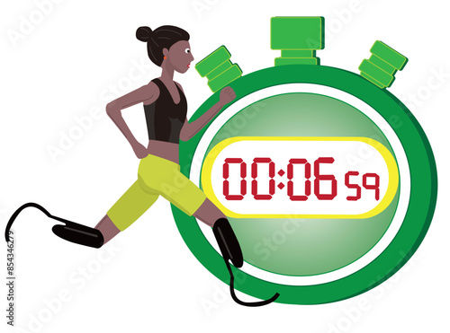 義足を使って走っている障がい者のランナーのイラスト素材です。