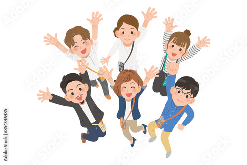 ジャンプしている美容師