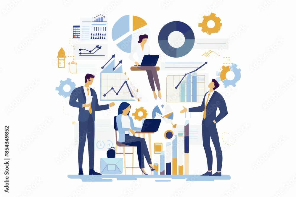 Conceptual Business Flat Illustration created with Generative AI Conceptual Business Flat Illustration created with Generative AI