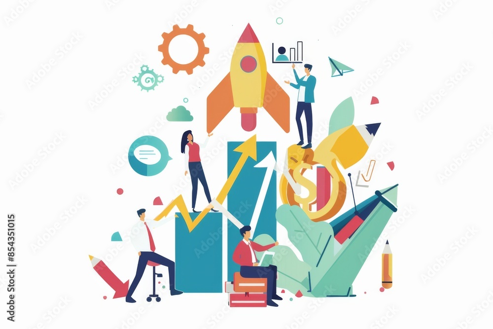 Conceptual Business Flat Illustration created with Generative AI Conceptual Business Flat Illustration created with Generative AI