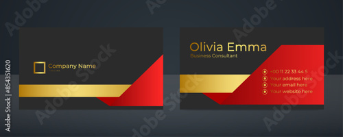 Red and black modern business card template