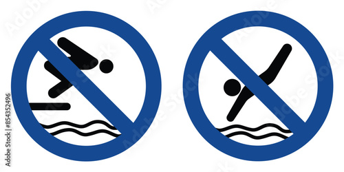 no diving blue sign no jumping sign swimming pool danger