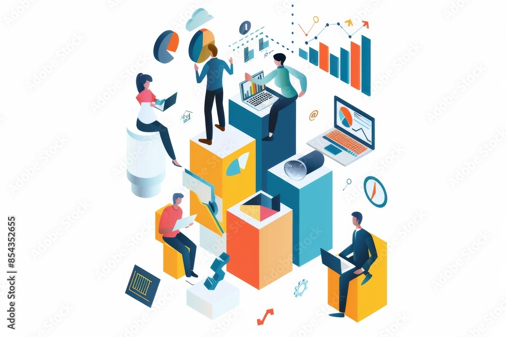 Conceptual Business Flat Illustration created with Generative AI Conceptual Business Flat Illustration created with Generative AI