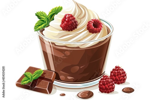 A View of 32-bit Chocolate Pudding, in a vector cartoon style, isolated white background photo