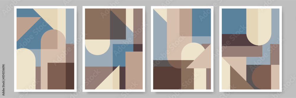 Fototapeta premium Bauhaus poster design. Simple flat shapes background poster