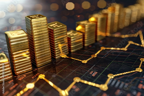 A financial chart illustrating the rise in global gold reserves. Financial Chart photo