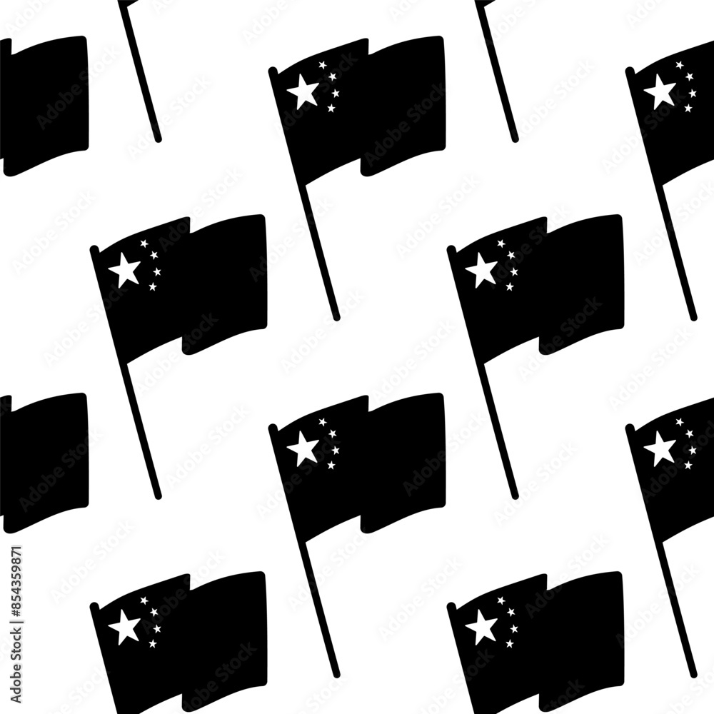 The Chinese flag five stars and a fixed flagpole flutters in the wind