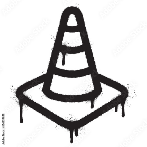 Spray Painted Graffiti traffic cone icon Sprayed isolated with a white background.