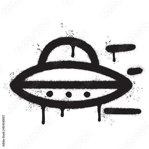 Spray Painted Graffiti ufo icon Sprayed isolated with a white background.