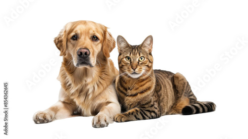 photo of dog and cat sitting together 