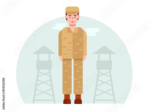 Male army personnel. Army vector illustration.