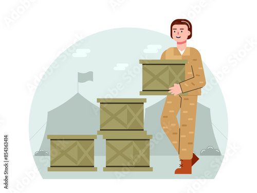 Female army officer. Army vector illustration.