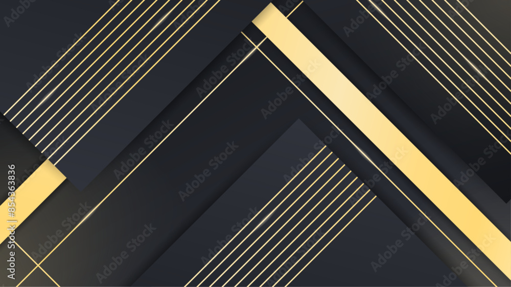 Black background with golden frames Gradient style luxury abstract design template