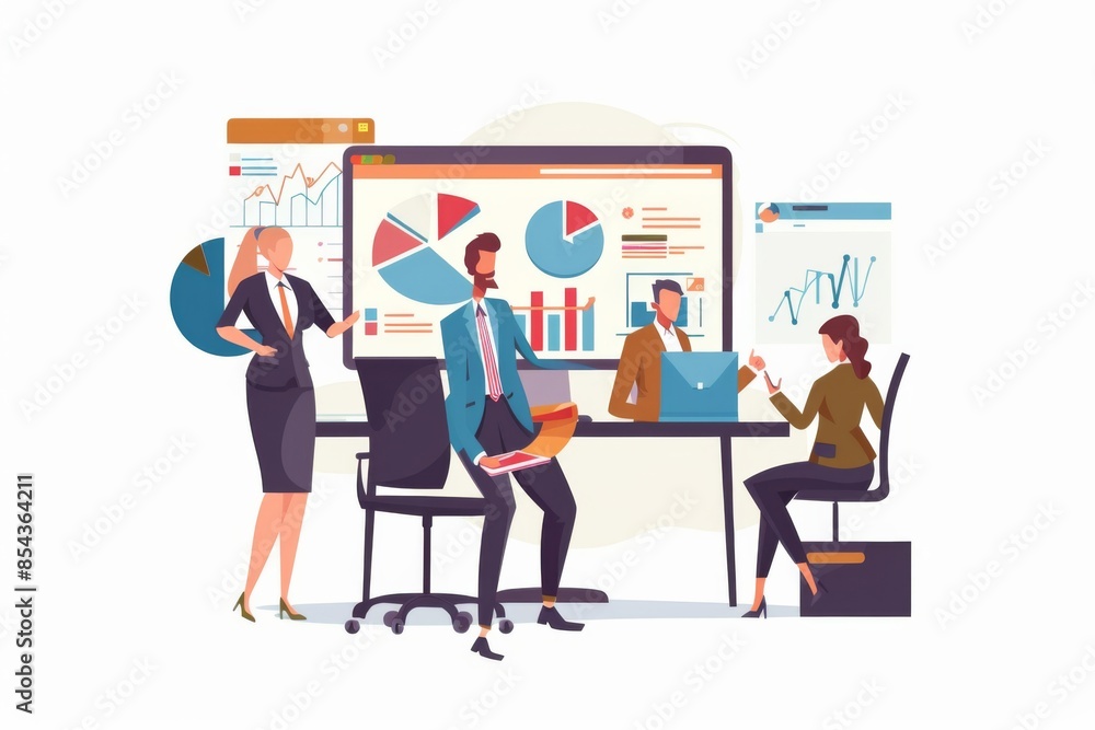Conceptual Business Flat Illustration created with Generative AI Conceptual Business Flat Illustration created with Generative AI