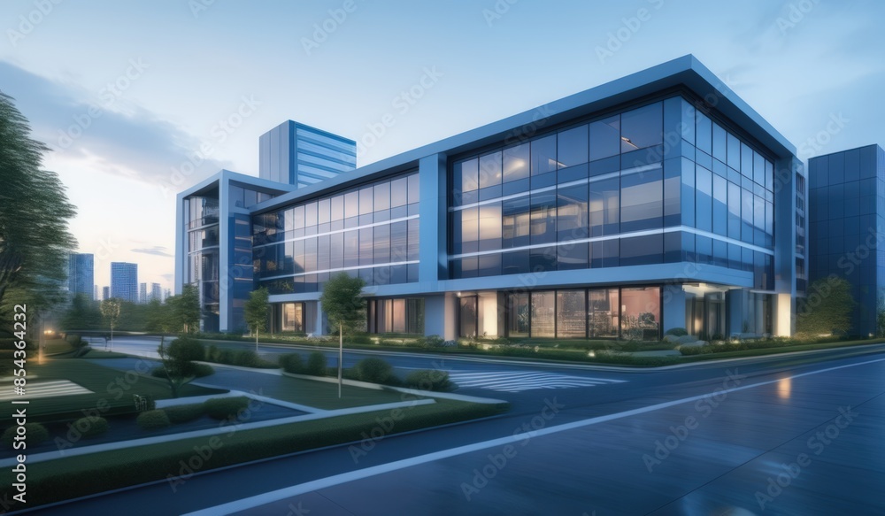 modern office building at night modern office building at night