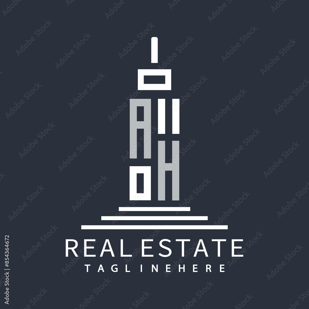 Obraz premium initial monogram logo for real estate with building shape creative design