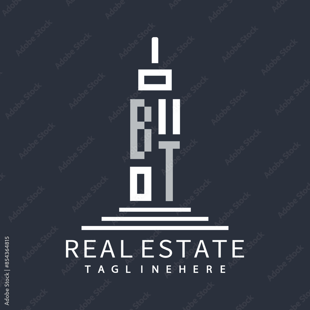 Obraz premium initial monogram logo for real estate with building shape creative design